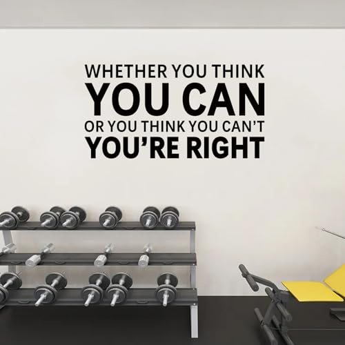 VODOE Whether You Think You Can Or Think You Can't You are Right Wall Decals Motivational Gym Office Inspirational Quotes Wall Stickers School Classroom Wall Art Vinyl Garage Wall Decor 21X11