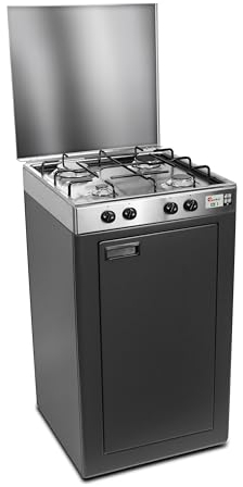 CFParker Fornello Cucina a Gas Gpl 4 Fuochi Acciaio Inox con Mobile Portabombola Grigio Grafite Made in Italy - 541ACCGP