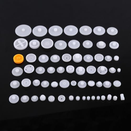 Haosie Juego de Engranaje de Plástico, Juego de Engranajes de Corona, Kits de Engranajes de Gusanos, Juego de Ruedas Dentadas, para Robot Coche Motor de Juguete DIY (64 Tipos) (64 Kinds Gear Kit)