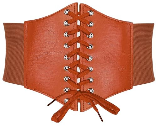 lomdung Breiter Damen Gürtel, Corset Belt, Elastischer Taillengürtel, Skinny Ledergürtel für Damen, Gürtel zum Schnüren, für Kleiderdekoration, Kleid, Damengeschenke(Kamel)