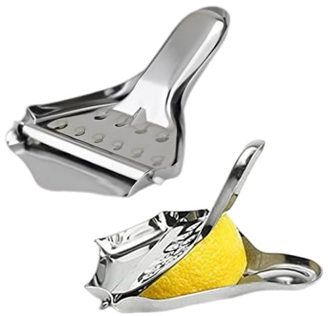 Exprimidor de limón de metal, 2 piezas de acero inoxidable de grado alimenticio, prensa de frutas, utensilios de cocina para el hogar, exprimidor de naranja, herramienta práctica