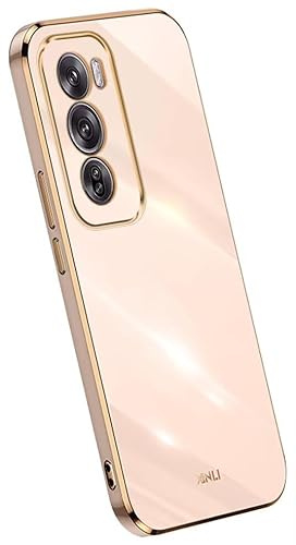 Topme Custodia in Silicone per OPPO Reno12 Pro 5G / OPPO Reno 12 Pro 5G (6.7 Inches), [ Cover per Telefono in Stile Bordo Dorato] - Rosa