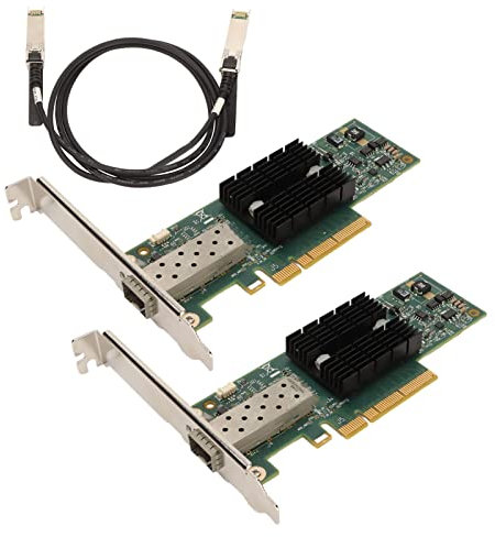 Carte réseau 10GB SFP+ PCIE, Carte réseau MNPA19 XTR Double Port avec câble de Conversion Fibre Optique pour Poste de Travail PC