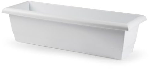 AC - Jardinera de plástico sin Plato - 60 cm - Modelo PLFT - Forma Rectangular - Ideal para Decorar tu casa y jardín - Fabricada en España - Color Blanco