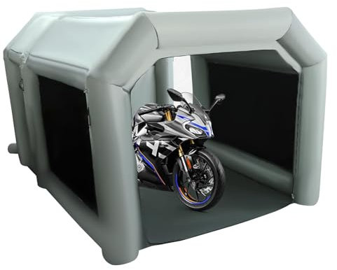 Inflatable Spray Paint Booth with Filtration System - Foldable Tent for Car Motorcycle Painting - Portable Cabin with Blowers and Transparent Window