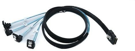 System-S SFF-8087 Kabel 100 cm Mini SAS 36 Pin zu 4x SATA 7 Pin Adapter Winkel für RAID Festplatte Motherboard