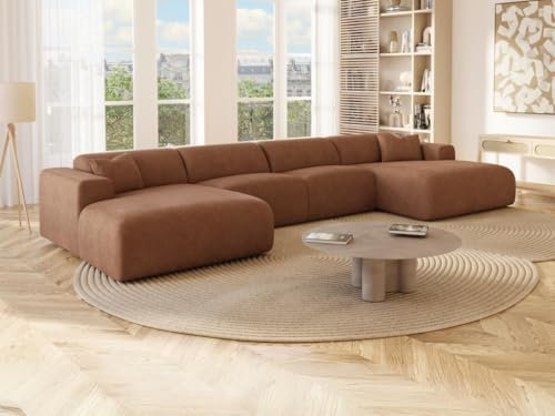 Vente-unique-Große Wohnlandschaft - Samt-Stoff - Terracotta - POGNI von Maison Céphy