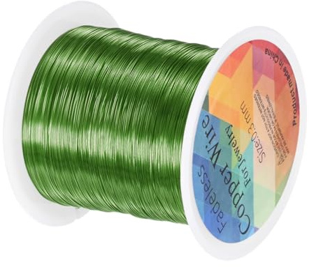 M METERXITY 0.3mm Jewelry Wire, 28 Gauge 328FT Craft Wire Copper Beading Wire for Jewelry Making/Planting/Weaving/DIY Crafting, Soft Metal Wires [100M, Green]