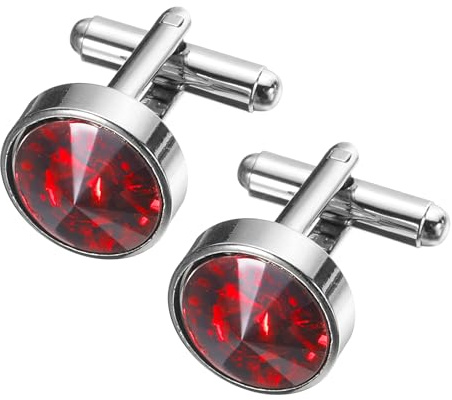 sourcing map Crystal Cufflinks, Copper Round Cuff Links for Men Business Groom Wedding Party Birthday