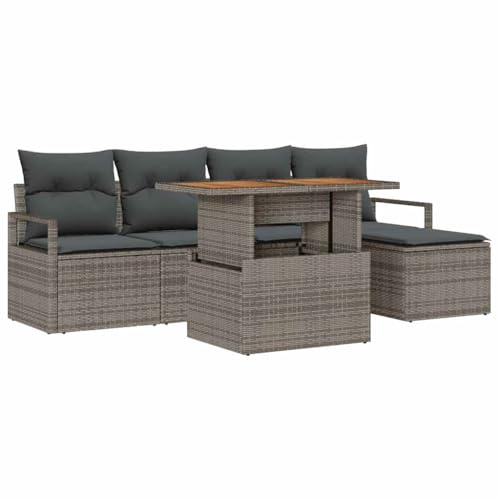 vidaXL Garten-Sofa-Set 6 STK. Grau Poly Rattan