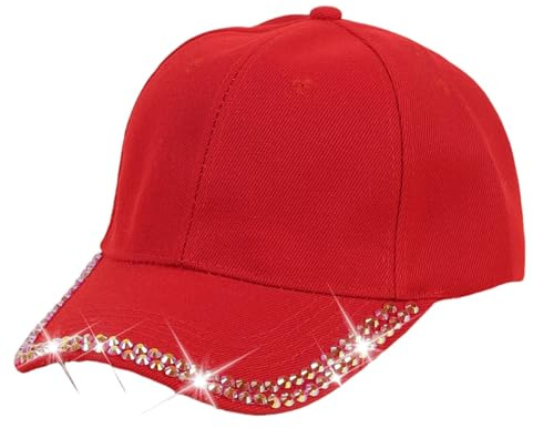 Damen Basecap mit Strass Glitzer Baseball Cap Verstellbar Sonnenkappe | Die Damen Basecap mit funkelnden Strasssteinen verleiht jedem Outfit einen stilvollen und modischen Akzent.