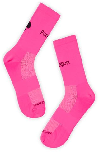 Puresport Performance Running Socks (Neon Pink, S/D), Moisture-Wicking Training Socks with Subtle Compression, Breathable & Durable, Optimal Support for Women & Men, Long-Distance Running, Gym, Hyrox