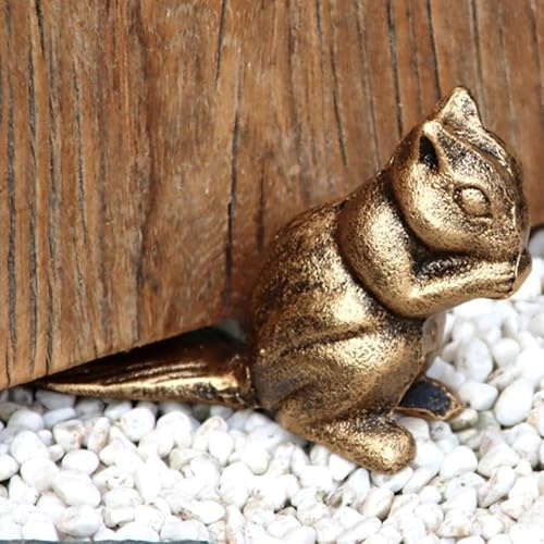 Gadpiparty Antique Bronze Cast Iron Squirrel Door Stop Decorative Animal Wedge Heavy Duty Metal Stopper Non Slip Bottom Block for Home Room Floor Patio Garden