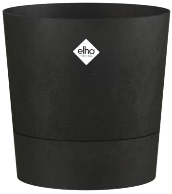 Elho Foss Round 30cm Vasi per Piante - Living Black | ∅ 29.5 x A 29.1 cm | Adatto per uso interno ed esterno | Plastica riciclata al 100%