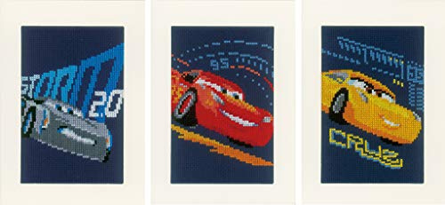 Vervaco Counted Cross Stitch Kit: Greeting Cards: Cars - Screeching Tyres (Set of 3), Assorted, Set of 3