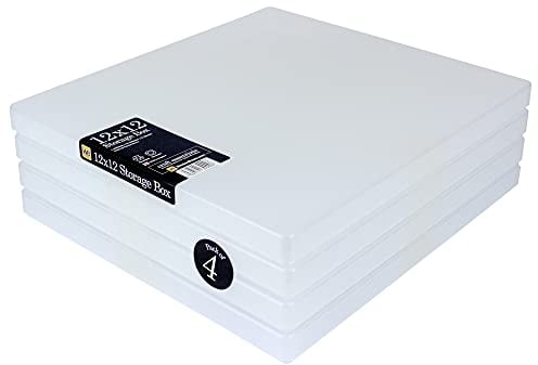 Große Aufbewahrungsboxen für Scrapbooking, 12,5 x 13,5 Zoll (31 x 33,5 cm) - 4er Set Kunststoffboxen mit Deckel von WestonBoxes. Bietet viel Platz für 12x12 Zoll Papier und Scrapbooking-Zubehör.