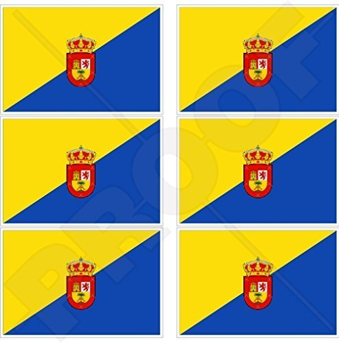GRAN CANARIA Flagge KANARISCHE INSELN Spanien, Kanarische Inseln, Spanisch 40mm Mobile, Handy Vinyl Mini Aufkleber, Abziehbilder x6 Stickers