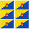 GRAN CANARIA Flagge KANARISCHE INSELN Spanien, Kanarische Inseln, Spanisch 40mm Mobile, Handy Vinyl Mini Aufkleber, Abziehbilder x6 Stickers