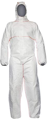 DuPont ProShield 20 SFR | Schutzanzug mit Kapuze, Kategorie III, Typ 5, 6 und EN 14116 Index 1| Weiß | Größe L, 50 Stück