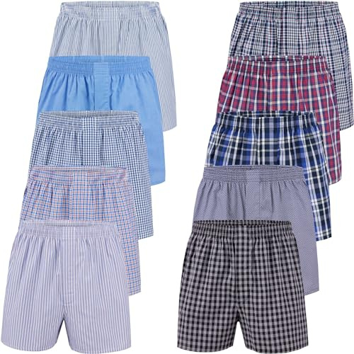 City Life 10er Pack Herren Boxershorts 100% Baumwolle - Atmungsaktive Webboxer, bequem & trocknergeeignet, S-4XL