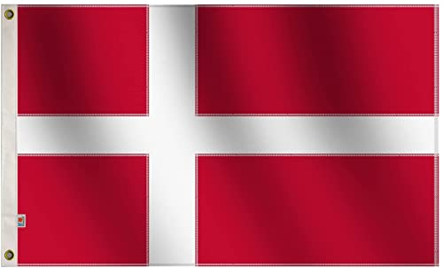 rungift Dänemark-Flagge, groß, 91.4 x 152.4 cm, mittelgroß, für draußen, beidseitig 100D Polyester, Messingösen für einfache Ausstellung, 91.4 x 152.4 cm Dänische Dogge Nationalflaggen