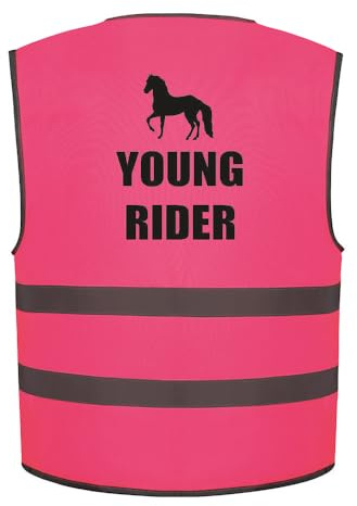 Brook Hi Vis Young Rider and Horse Kids Hi Vis Vest Children's High Visibility Reflective Safety Waistcoat Horse Rider Riding, Add child's name to the front, Personalised