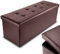 Nyxi Faux Leather 110 * 38 * 38 cm Brown Ottoman Foldable Storage Boxes Seat Foot Stool Storage Box with Lids for Kids Toys, Bedroom, Hallway, Living Room