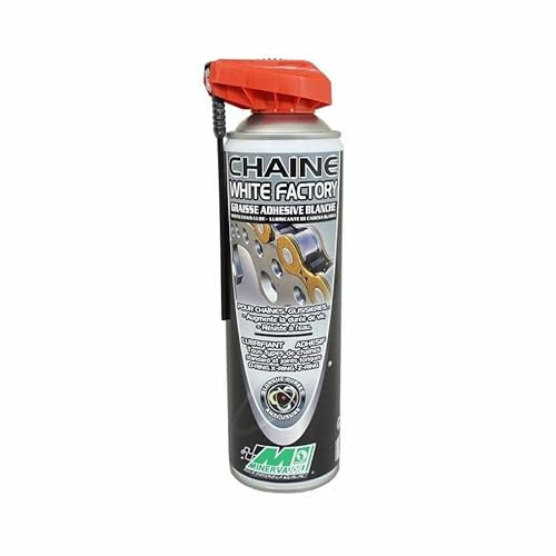 graisse a chaine moto minerva white factory adhesive blanche pour route-off road-cross (aerosol 500ml)
