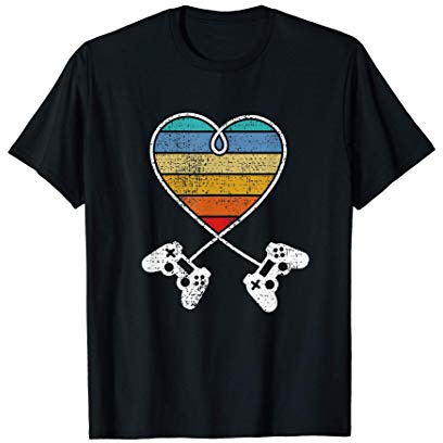 Gaming Controller Retro Vintage Heart Gamer Gift Idea T-Shirt