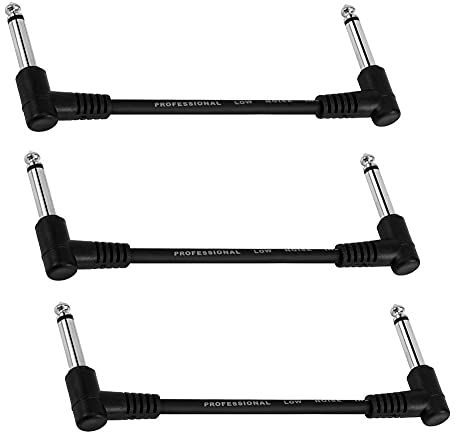 BRIEFCEC 15cm Noiseless Guitar Patch Cable - 6.35mm Right Angle TS Mono for Guitar/Bass Effects Pedalboard(15CM, Mono)