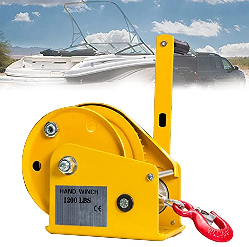 DBZDM Seilwinde Hand, Seilwinde Bootswinde Handwinde Seilzug mit Drahtseil für PKW Anhänger, Ratschenkurbel, 1200lb/150kg, 8m/15m/20m/30m