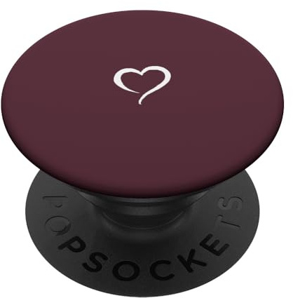 Hand Drawn Heart by AJC, Weinrot, minimalistische Liebe PopSockets Klebender PopGrip für Smartphones mit glatten, harten Plastikgehäusen (außer kabelloser Aufladung), Schwarz