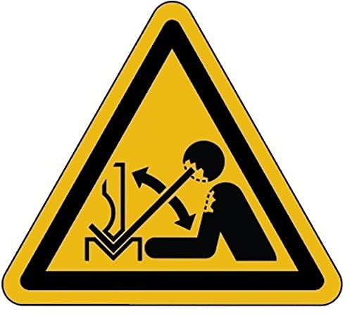 Aufkleber Warnung vor hochschnellendem Werkstück in einer Presse Dreieck Schild Folie ISO 7010 SL 5-30cm | signalgelb Made in Germany, Größe: SL 10cm