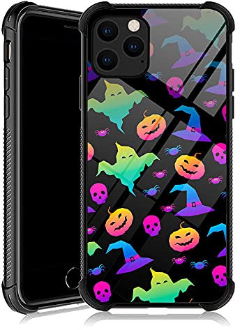 DJSOK Case Compatible with iPhone 13 Mini, Ghost Pumpkin Halloween with 4 Corners Shockproof Protection Soft Silicone TPU Bumper and Hard PC Pattern Back Case for iPhone 13 Mini