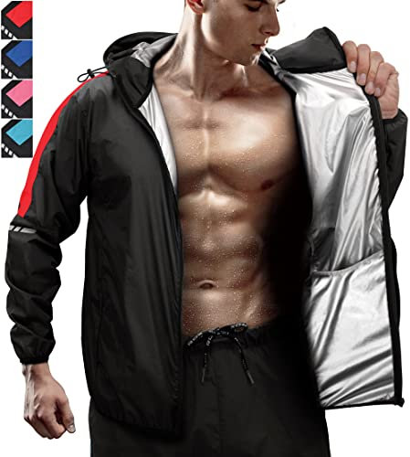RDX Sauna Suit,REACH OEKO TEX 100 CERTIFIED, Full Body Sweat Heat Suit with Hood, Silver Back Long Sleeves, Boxing MMA Slimming Gym Fitness Running Jacket, Men Women
