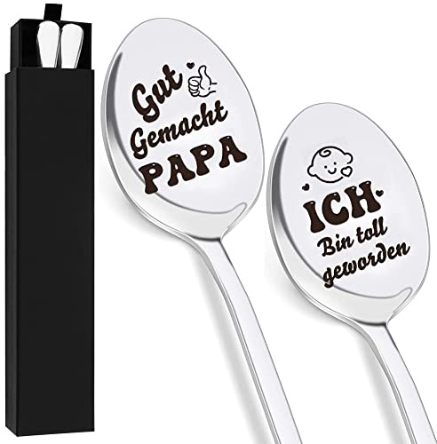 2 cucchiaini da caffè in acciaio inox, cucchiaini da tè lungo Latte Macchiato Cucchiaio personalizzato inciso Ben fatto papà e io sono stati grandi Regalo per la festa del papà di compleanno per uomo
