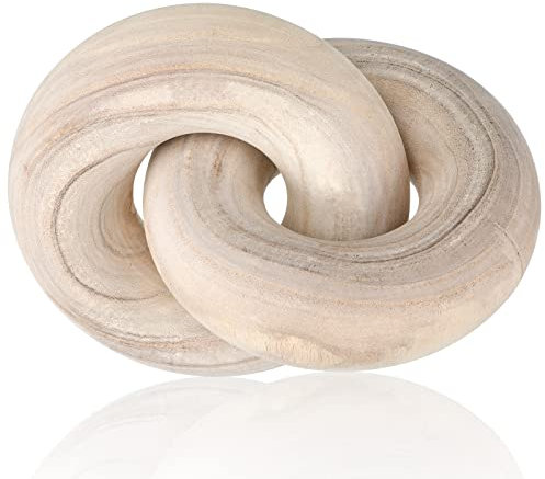 Yalikop 2 Link Wood Chain Link Decor Coffee Table Wood Knot Decor Hand Carved Modern Farmhouse Ornament Boho Rustic Natural Chain Items for Home Living Room Bedroom Shelf Decorations(Wood)