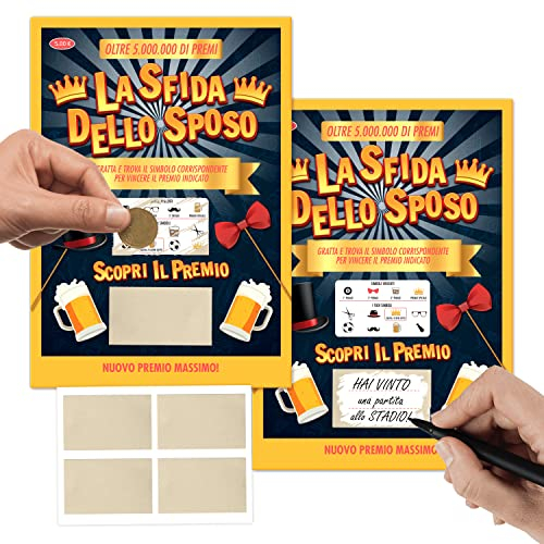 KAÏDENSÏ Addio al Celibato Gadget Sposo - 2 Gratta e Vinci Personalizzabili - Kit Giochi Team Groom