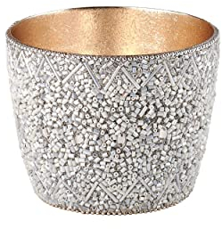 Gift Company Windlicht Madras Perlen M, Teelichthalter, Kerzenhalter, Eisen/Glas, Weiß, 10.5 cm, 1074304001
