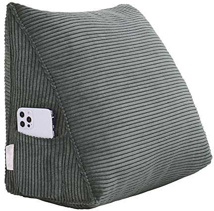 Johnear Keilkissen Lesekissen für Bett und Sofa Lehnenkissen, Rückenkissen Kopfteil Bett Rückenlehne Großes Dreieckiges Lendenkissen (Grau,45cm)