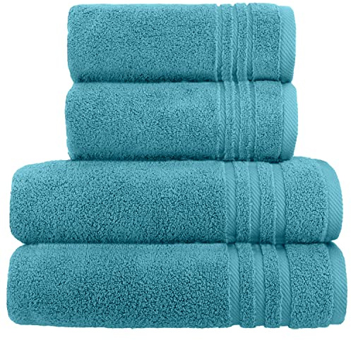 La Vida Premium Handtuch-Set 4-teilig Petrol, 100% Frottee-Baumwolle, 480g/m², weich und saugstark, fürs Badezimmer, Oeko-Tex 100 Zertifiziert, 2X Handtuch + 2X Duschtuch