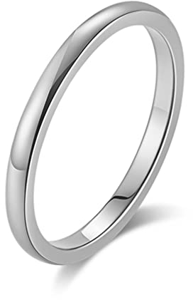 Whoiy Silver Ring Fashion, Ring Männer Edelstahl Silber Minimalistischer Pinky-Ring für Frauen 52 (16.6) Kostenlos Gravieren