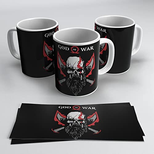 newseny God Of War - Taza con dibujo de God of war de Ceramica | 330ml Regalo Gamer (God Of War - Negro)