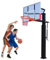 Basketball Stand Outdoor Fixed Basketball Hoop For Adults And Teenagers, With Toughened Backboard And Lifting Dunk System (Color : Black, Size : 140x90cm/55x35in)