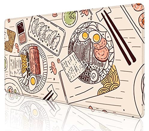 SXCKANG Japanische Schreibtischmatte, XL extra großes Gaming-Mauspad, XXL Anti-Rutsch-Schreibtischmatte, Ramen-Mauspad, Retro-Sushi-Feinschmecker, Japan, komplettes Schreibtisch-Mauspad, 80x39 cm
