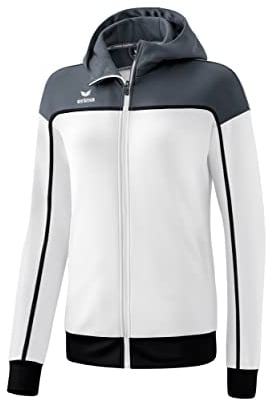 Erima Damen „CHANGE by erima Trainingsjacke mit Kapuze, weiß/slate grey/schwarz, 44