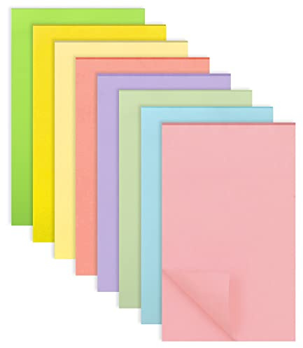 Puedno Sticky Notes, 400 Sheets Removable Sticky Notes 8 Colours, 76 x 127mm Self Sticky Note for Office School Home