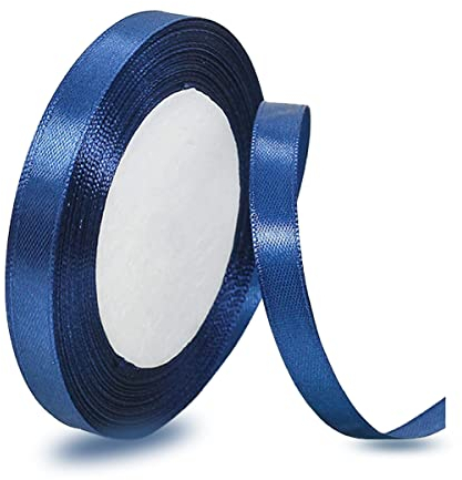 Satinbands Dunkelblau 10mm Breit, 23 Meters Geschenkband Schleifenband für Geschenkverpackungen, DIY-Basteleien, Blumensträuße, Schleifenherstellung, Geburtstags- und Hochzeitsdekorationen