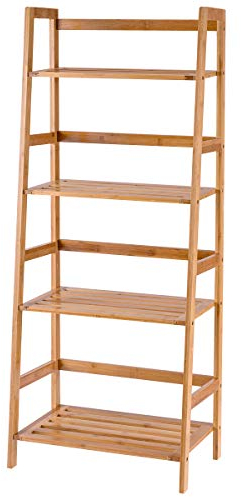 TANGZON 4-Tier Bamboo Plant Stand, Freestanding Ladder Flower Pot Holder with Back Rails, Indoor Outdoor Plant Display Corner Shelf Rack for Living Room Office Entryway Patio Balcony, 48 x 31 x 120cm