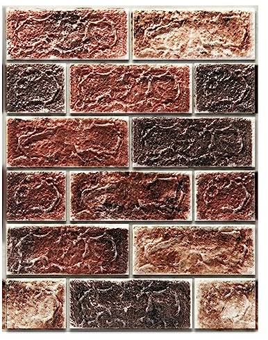 Art3d 10-Pack 3D Wall Panels Peel and Stick in Red Brown, Self Adhesive Waterproof Faux Foam 3D Brick Wallpaper for Living Room, Bedroom, Interior Decoration (14.4 Sq.Ft)